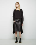 Pleated Leather Combo Skirt