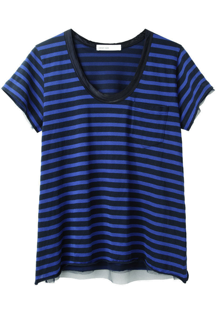 Striped Tulle Trim Tee