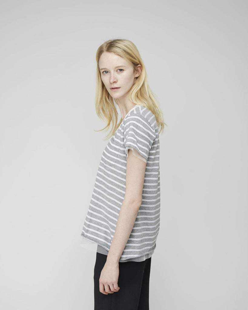 Tulle Trimmed Striped Tee