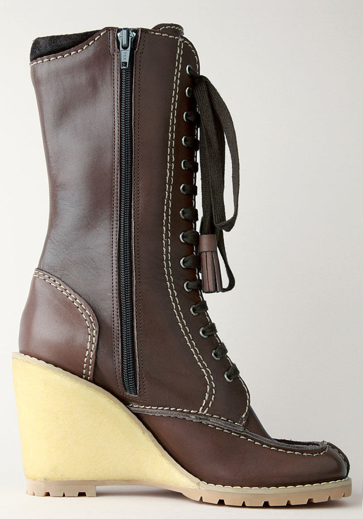 Lace-Up Wedge Boot