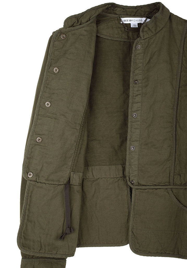 Quilted Seamed Military Jacket