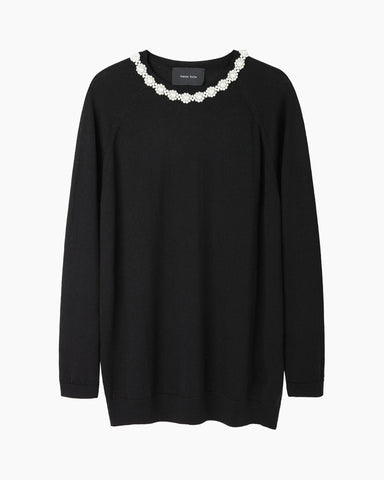 Long Pearl Adorned Pullover