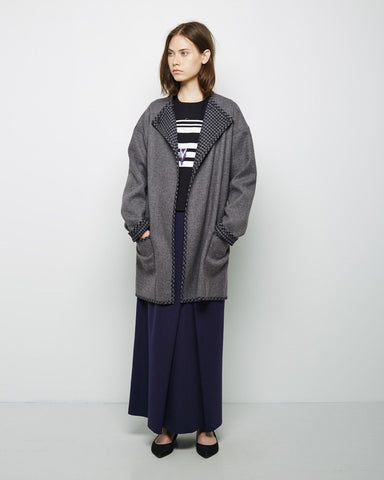 Collarless Wool Coat