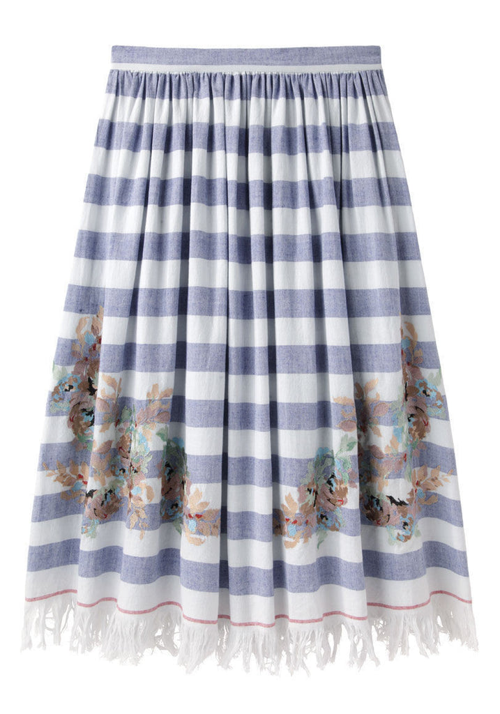 Embroidered Stripe Skirt