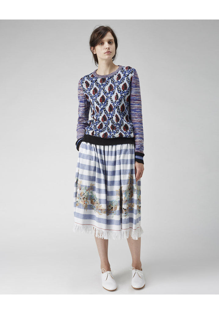 Embroidered Stripe Skirt