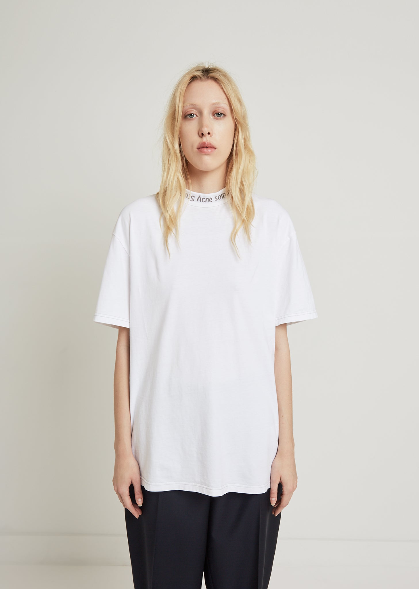 Gojina Dyed Neck Logo Tee by Acne Studios- La Garçonne