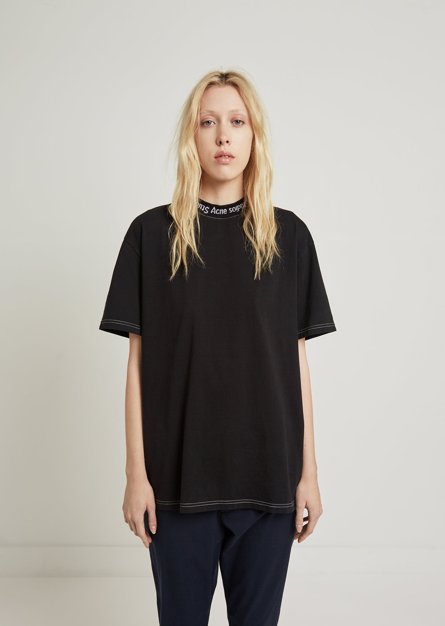 Gojina Dyed Neck Logo Tee by Acne Studios- La Garçonne