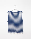 Striped Rayon-Linen Boatneck Tee