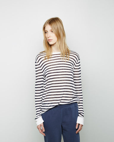 Striped Rayon-Linen Longsleeve