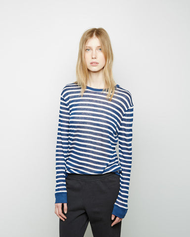 Striped Rayon-Linen Longsleeve