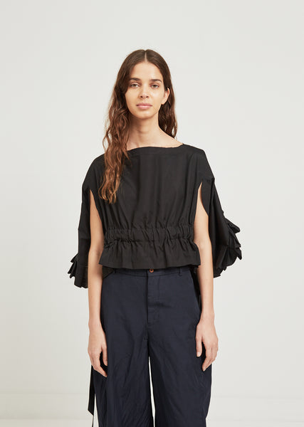 Cotton Broad Ruffled Crop Top by Comme des Garçons- La Garçonne
