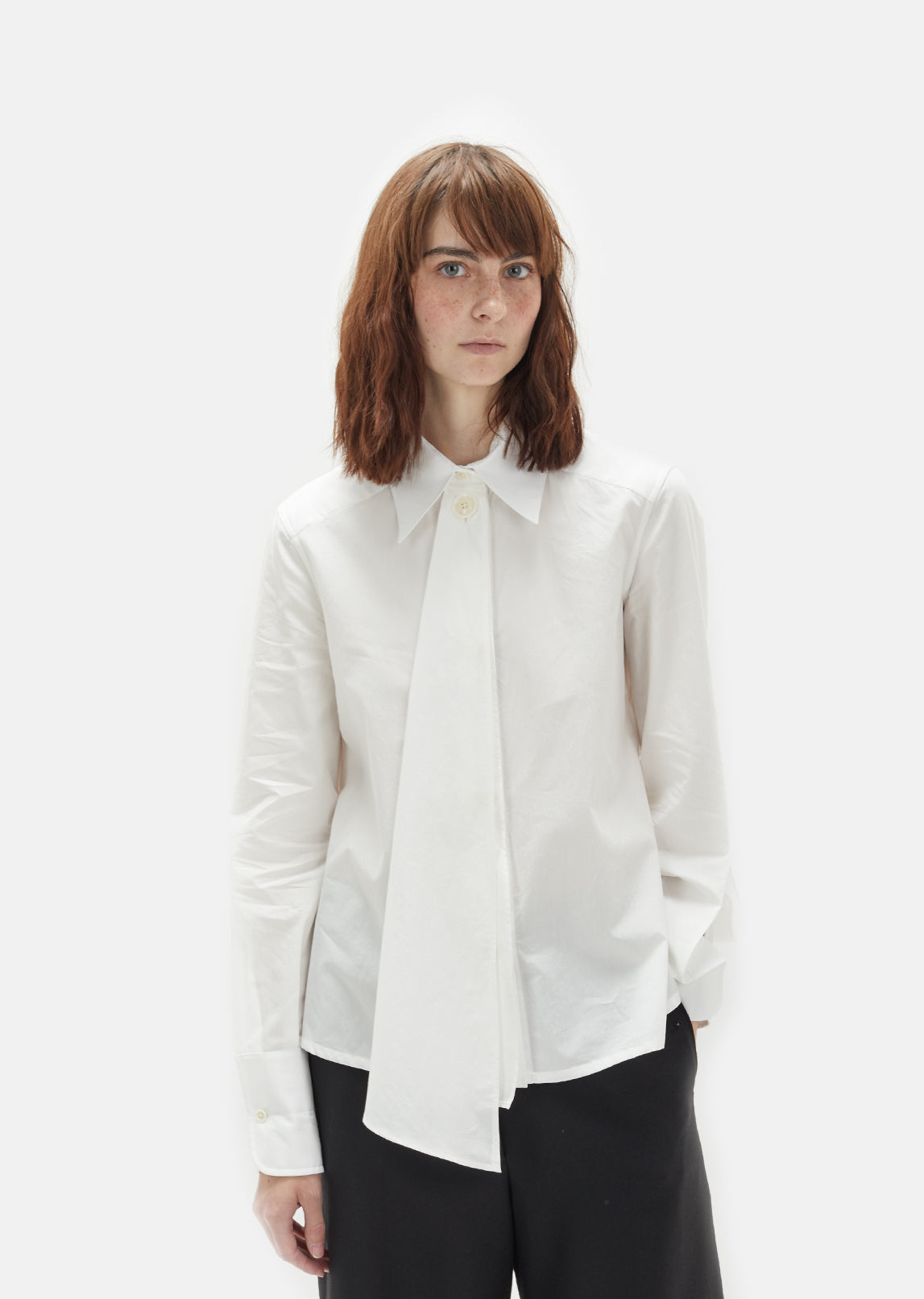 Cotton Poplin Asymmetrical Shirt by Lemaire- La Garçonne