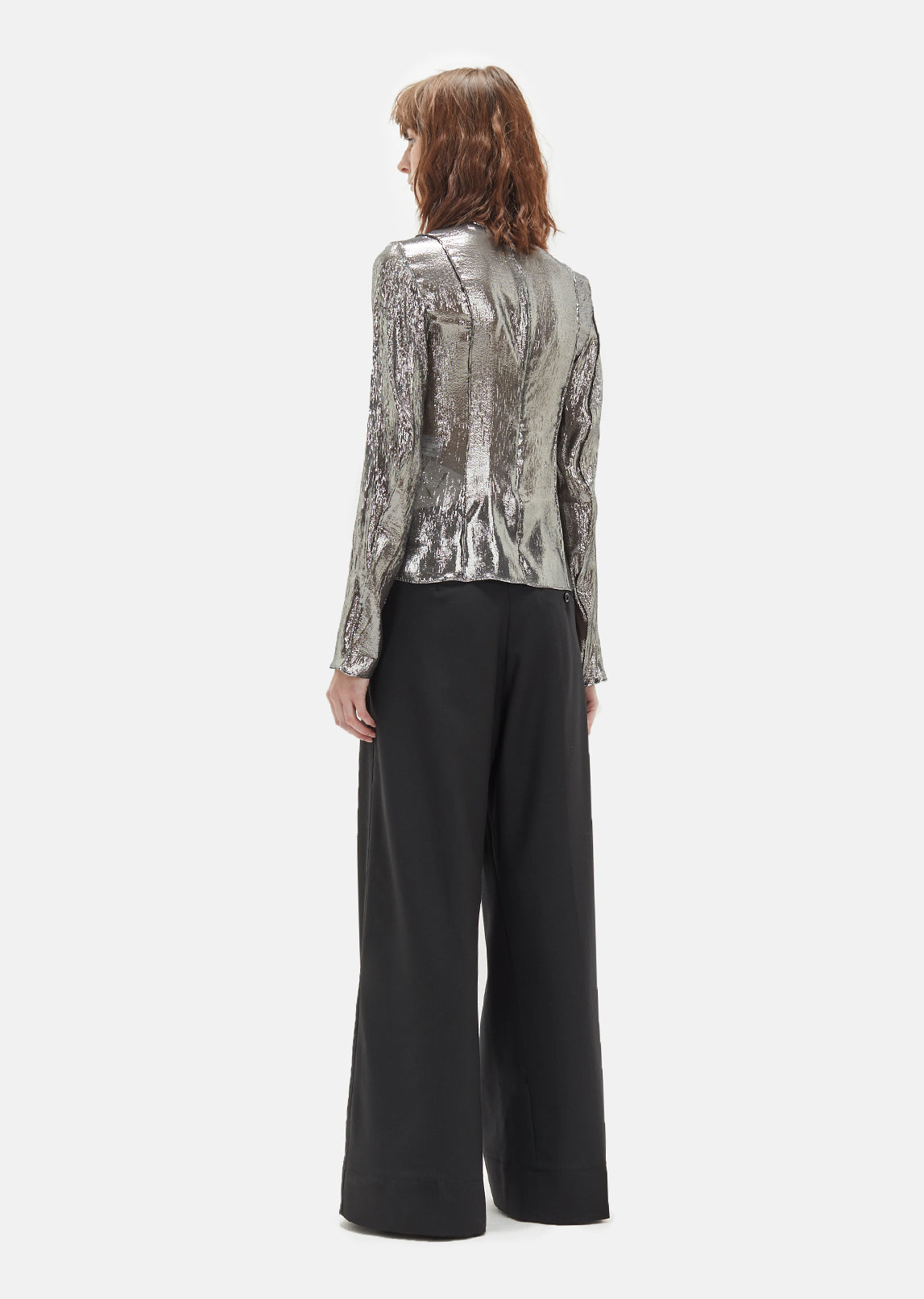 Metallic Silk Long Sleeve Top by Lemaire- La Garçonne