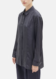 Silk Crepe Pointed Collar Shirt