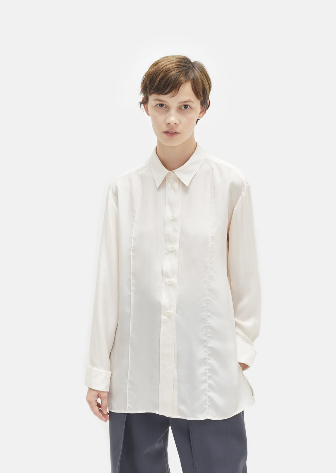 Silk Crepe Pointed Collar Shirt by Lemaire- La Garçonne