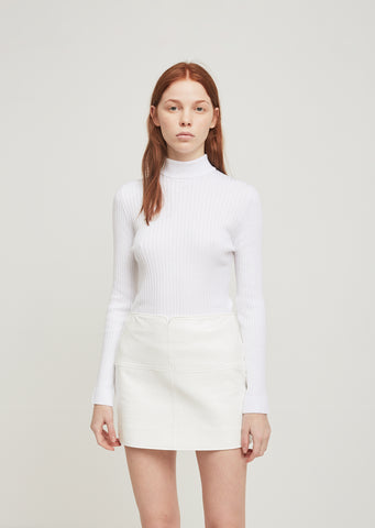 Col Montant Manches Ribbed High Neck Pullover