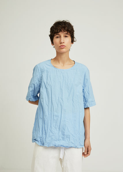 Femme Crinkled Cotton Short Sleeve Top by Casey Casey- La Garçonne