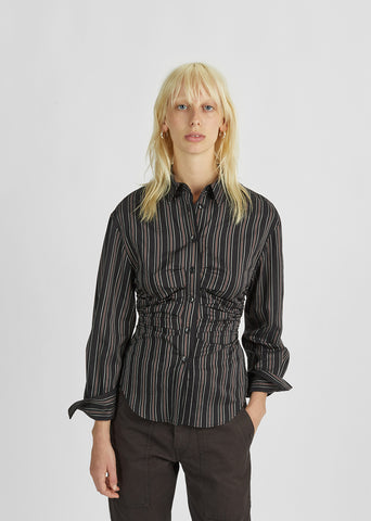 Verona Striped Gathered Shirt