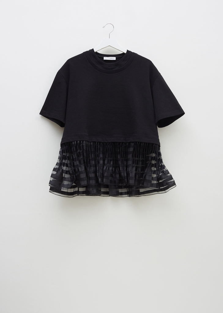 Cropped Sweat Top With Pleated Hem