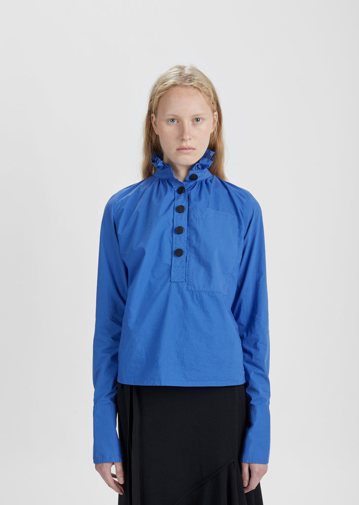 Washed Gathered Collar Top