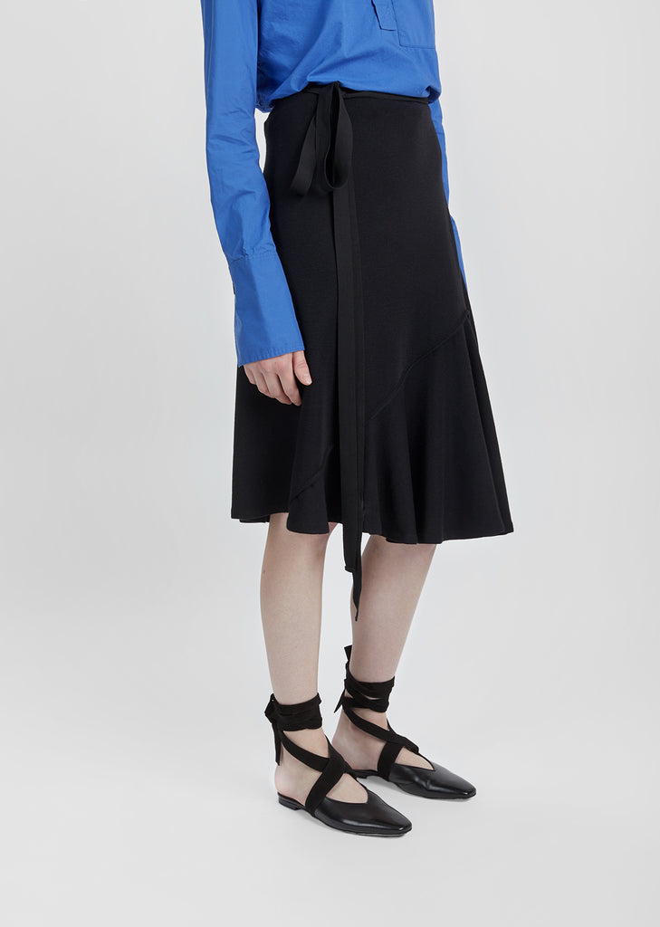 Drape Wool Asymmetric Skirt