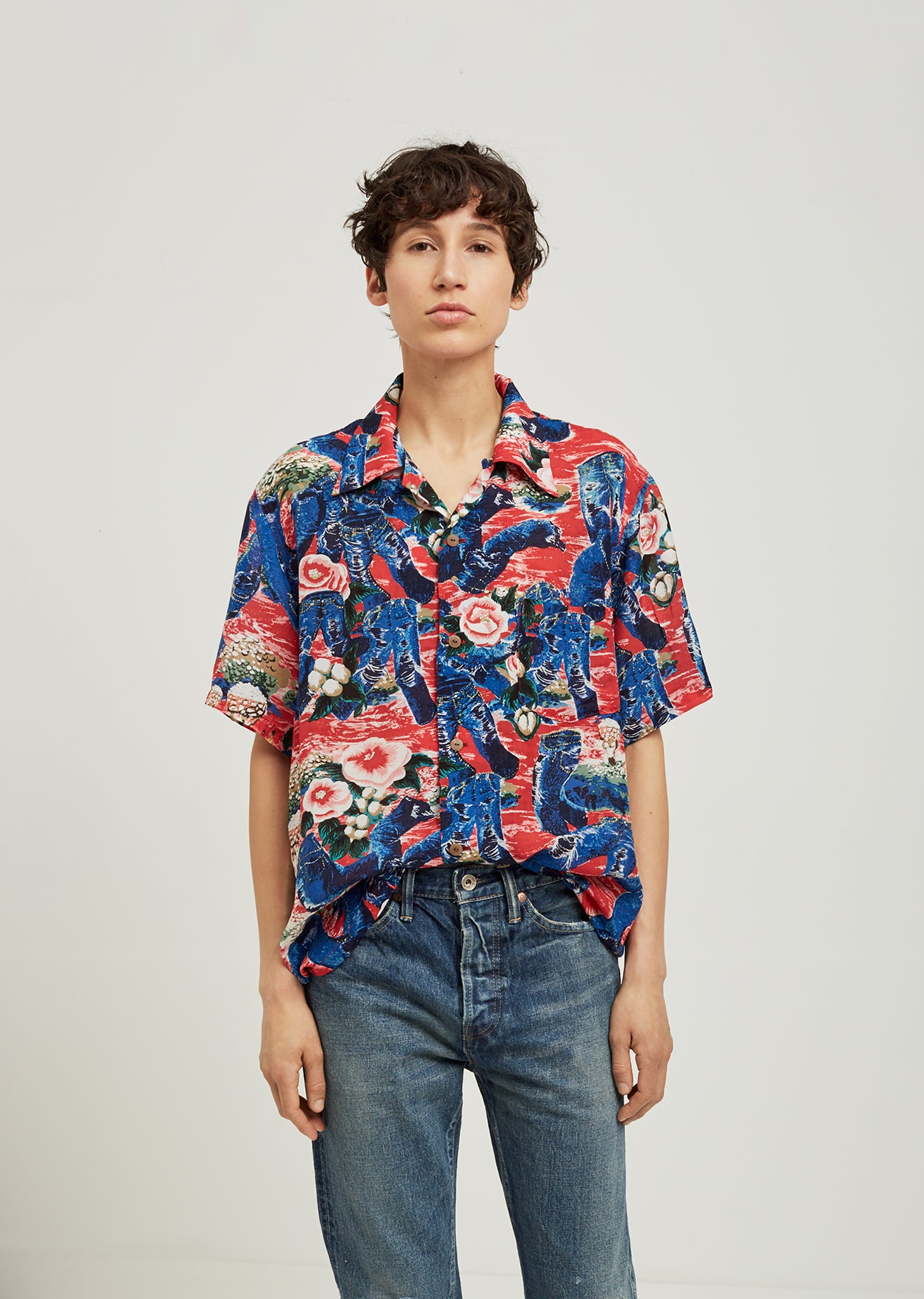 Crash Print Rayon Aloha Shirt by Kapital- La Garçonne