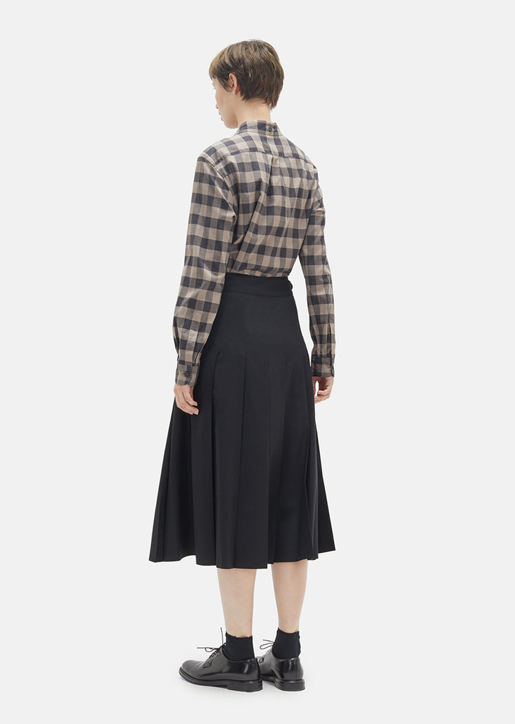 Lightweight Flannel Pleated Wrap Skirt by Margaret Howell- La Garçonne