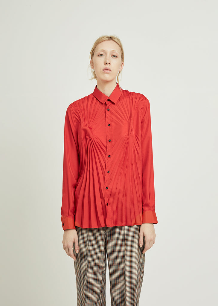 Poly Twill Pleated Shirt