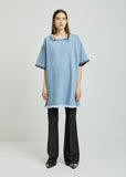 Oversized Denim T-Shirt With Lacing