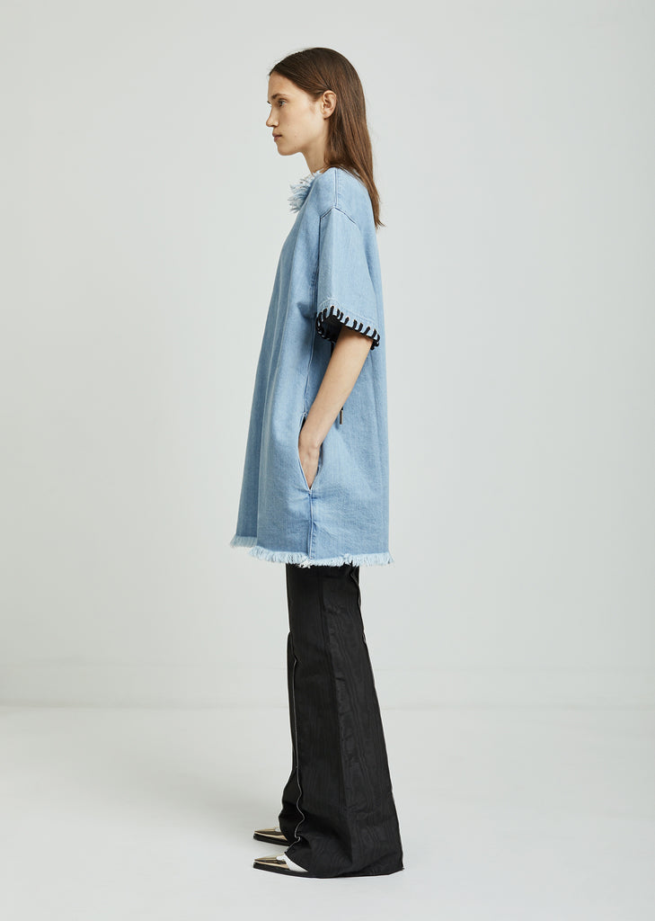 Oversized Denim T-Shirt With Lacing