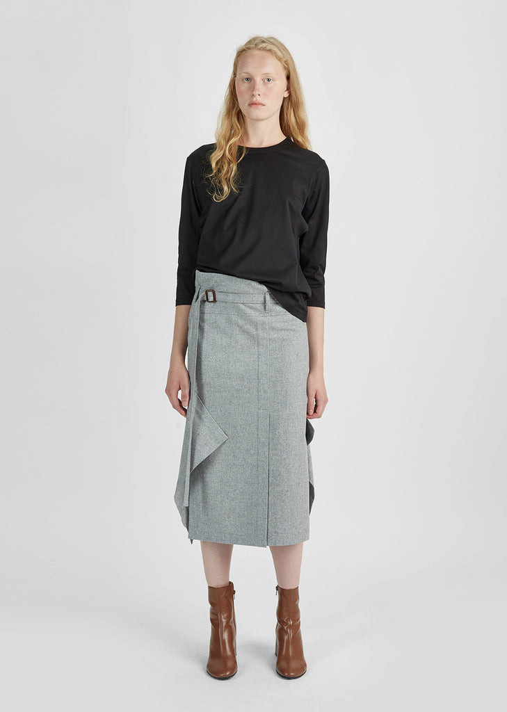 Merino Wool Flannel Belted Skirt