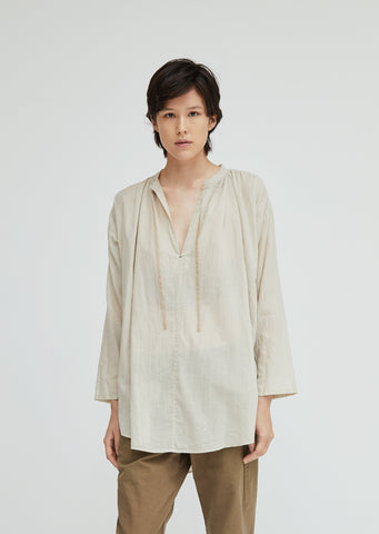 Collarless Cotton Blouse
