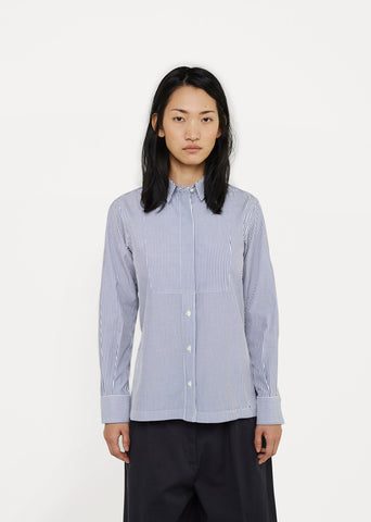 Striped Cotton Shirt with Back Pleats