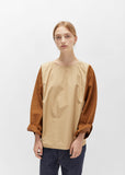 Egyptian Cotton Blouse with Nubuck Sleeves