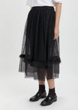 Marabou Trimmed Smocked Waist Skirt
