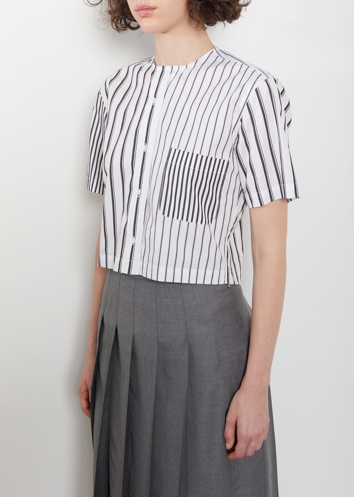Cotton Poplin Stripe Cropped Shirt