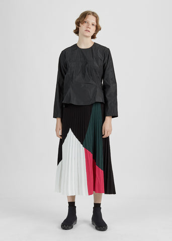 Colorblocked Pleated Skirt
