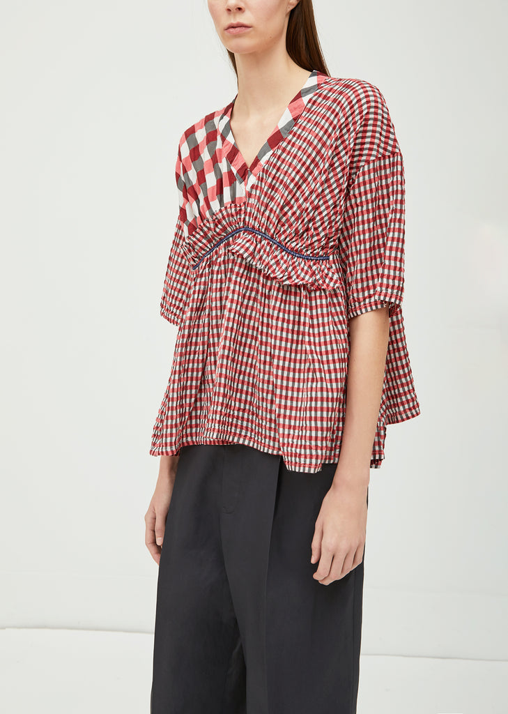 Cupro Gingham Check Top