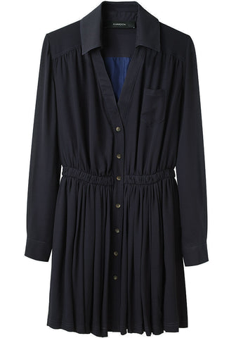 Pleated Crepe Shirtdress