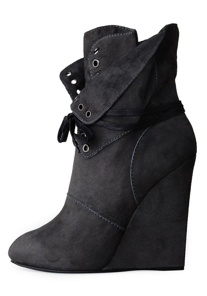Wedge Boot with Lace Up Flap