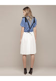 Jersey Pleat Skirt With Braces