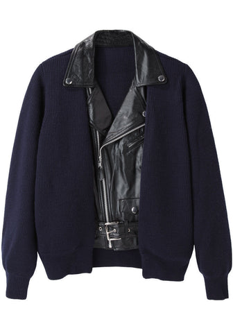 Leather Motorcycle Cardigan