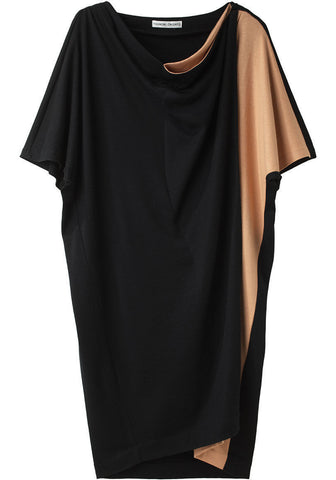 Bi Color Ruffle Front Dress