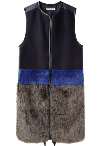 Colorblocked Furry Vest