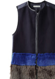 Colorblocked Furry Vest