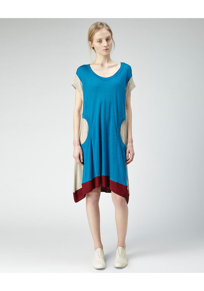 Colorblocked Linen Dress