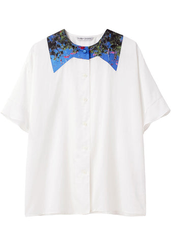 Cotton Silk Satin Top W/Print