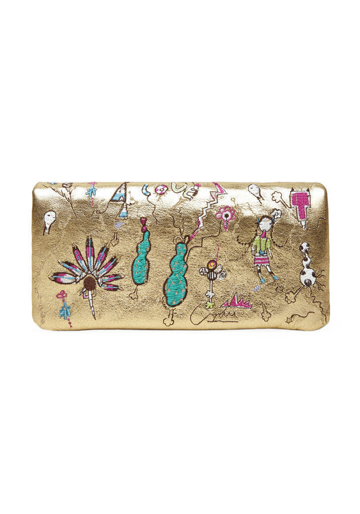 Embroidered Metallic Wallet