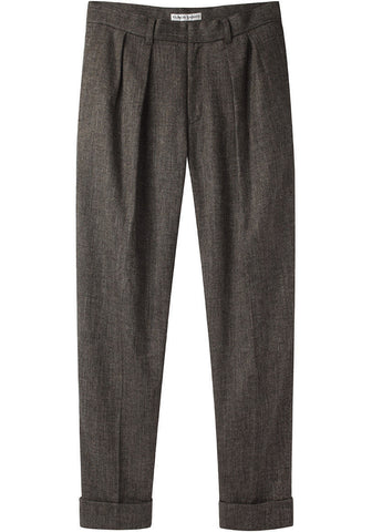 Herringbone Mix Pleated Pants