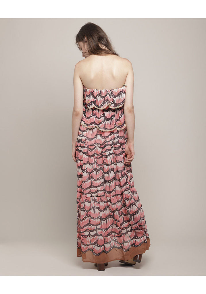 Long Printed Ruffle Dress